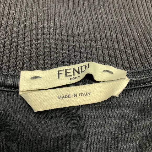 FENDI BLACK LOGO EMBOSSED JERSEY PIQUE TRACK JACKET AND TRACK PANTS SET - Picture 4 of 8